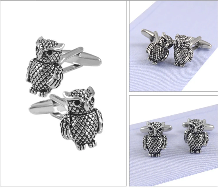 SAVOYSHI Novelty Mens Shirt Cufflink High Quality Brass Cufflinks Black Owl Cuff links Brand Cuff buttons suit cuffs Jewelry