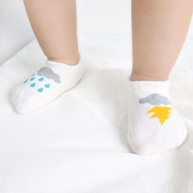 Хлопковые носки башмачки для новорожденных мальчиков и девочек с изображением