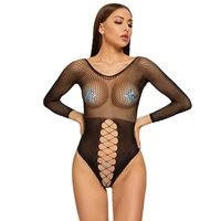 plus size fashion fishnet body suits women patchwork mesh sexy backless body female see throught hollow out bodysuit sex clothes