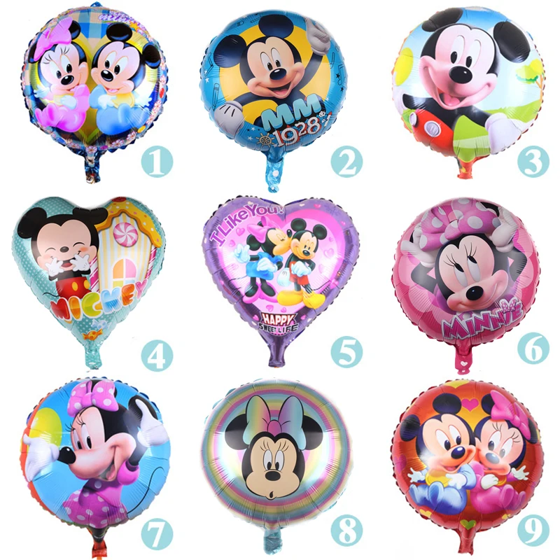 Горячие 10 шт./лот 18 дюймов Микки Минни фольга воздушные шары с днем рождения