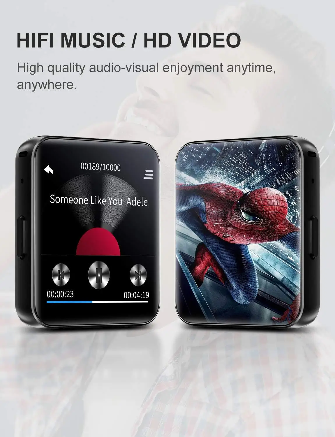 BENJIE Bluetooth MP3 плеер Музыкальный плеер сенсорный экран HiFi металлический плейер с fm-радио, запись голоса мини Walkman для спорта