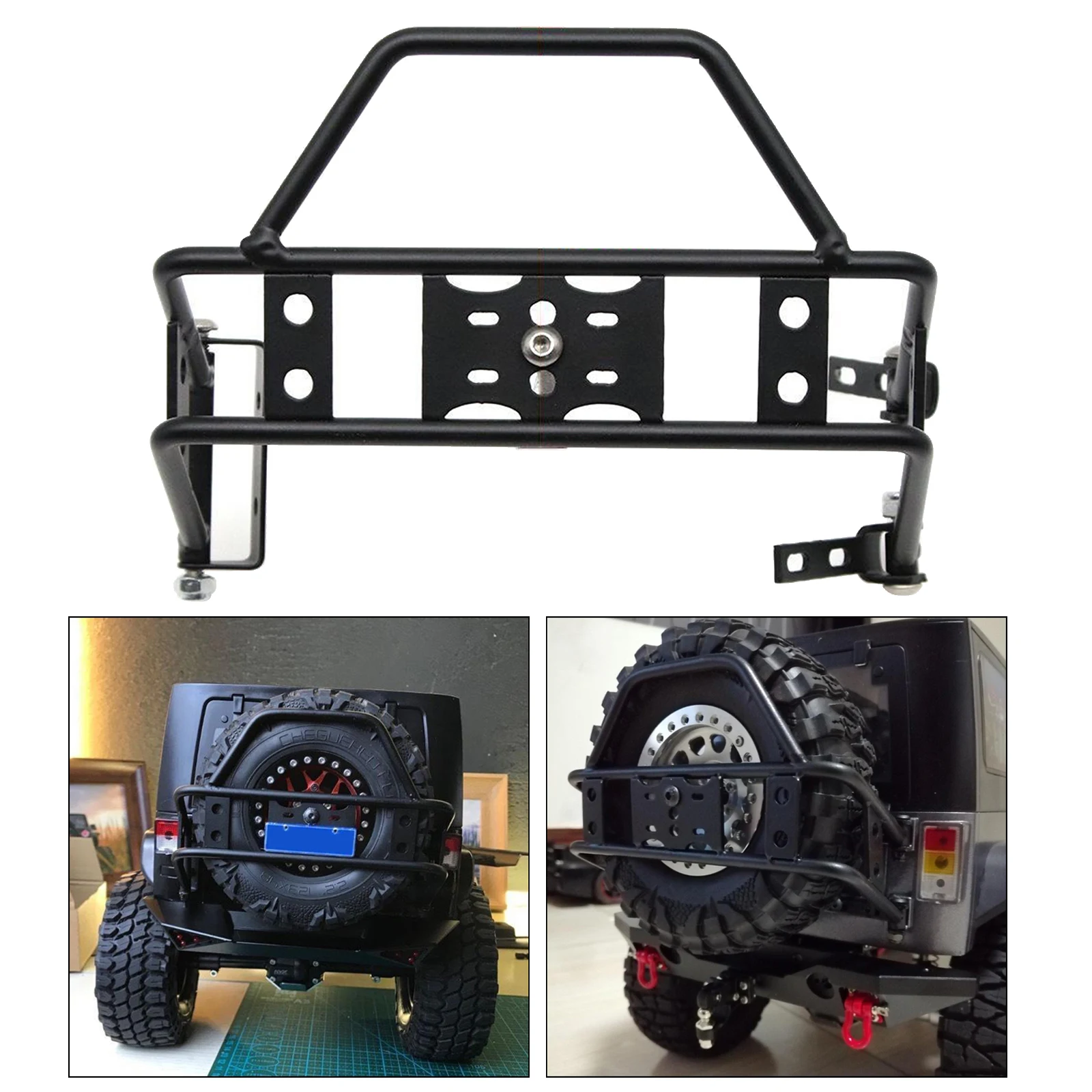 

RC Car Rear Bumper Spare Tyre Racks for 1/10 Wrangler Jeep TRX4 SCX10 RC Crawler