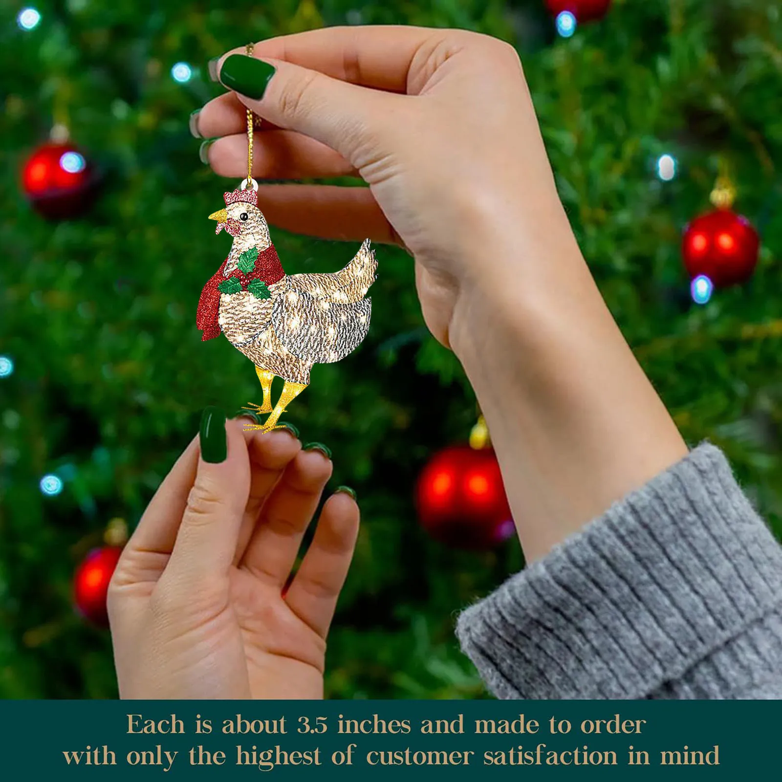 

Christmas Scarf Ornaments 2021Christmas Tree Decorations Christmas Ornament Personalized Product For Family Scarf Chicken