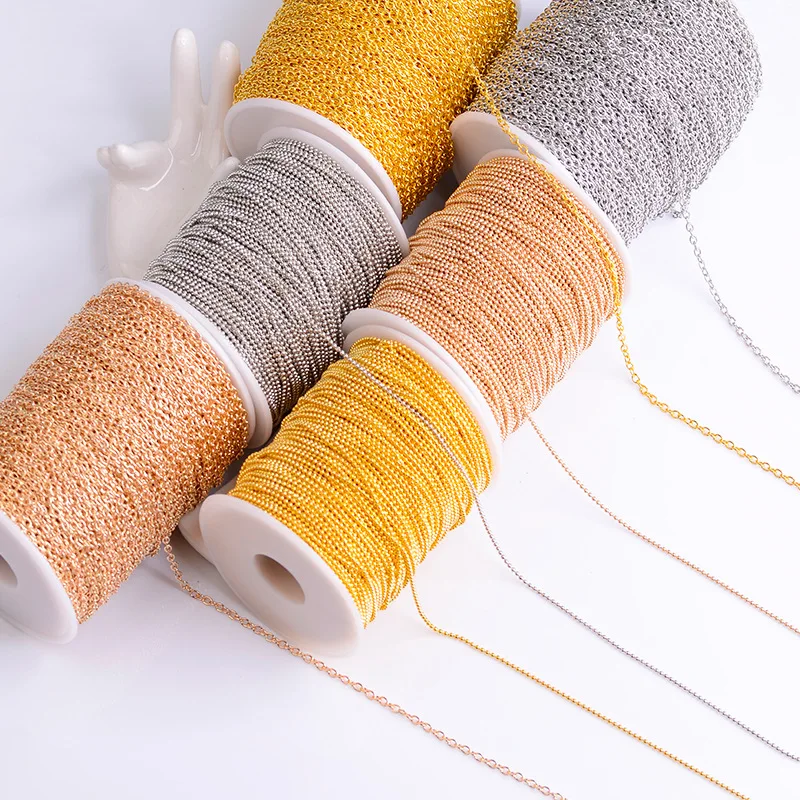 

5Meters 10Meters Gold Necklace Link Chain Roll 18K Gold Plated Iron Necklace Chain for Jewelry Making Components Handmade DIY