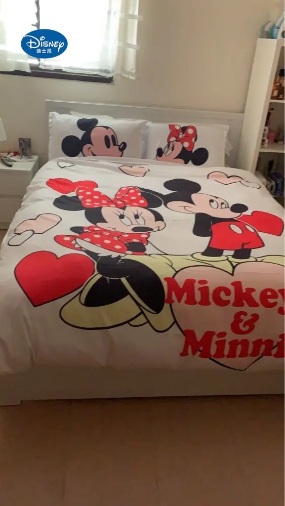 Night Mickey mouse Bedding Set Lovely Couple Queen King Size Bed Children Duvet Cover Pillow Cases Comforter Sets | Дом и сад