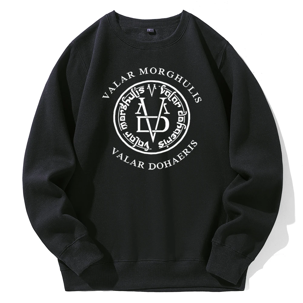 

New Valar Morghulis Vikings Printed Hoodie Loose Vintage Streetwear Coldproof Vogue Male Hooded Oversized Fleece Men Sweatshirt
