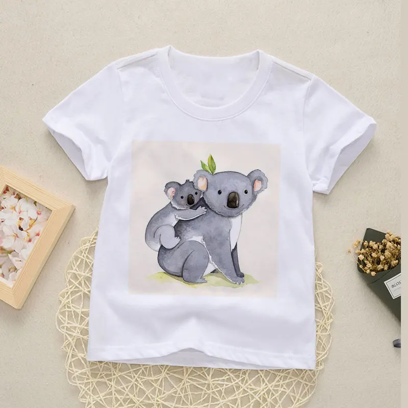 Модная детская футболка унисекс Милая коала с ежиком для девочек дизайнерская