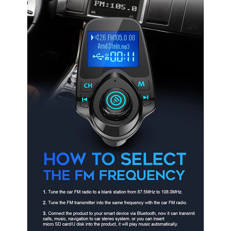 Bluetooth Автомобильный MP3 плеер fm передатчик аудио адаптер приемник беспроводной