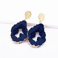 fashion statement jewelry bohemian stone dangle earrings for women vintage geometric metal quartz drop earring drop shipping
