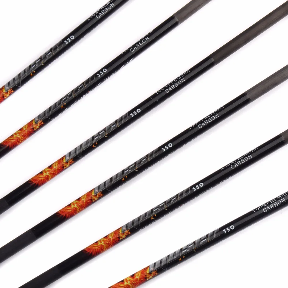 

Pure Carbon Arrows 30 Inches 7.6mm Spine 350 Outer Diameter Replaceable Tips for Compound Bow Archery Hunting