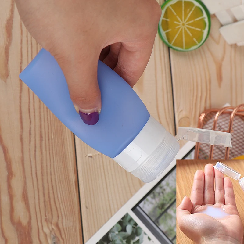 

1PCS 60ML Portable Refillable Silicone Bottles Traveler Lotion Shampoo Press Bottle 5 Colors