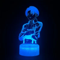 acrylic table lamp anime attack on titan for home room decor light cool kid child gift captain levi ackerman figure night light