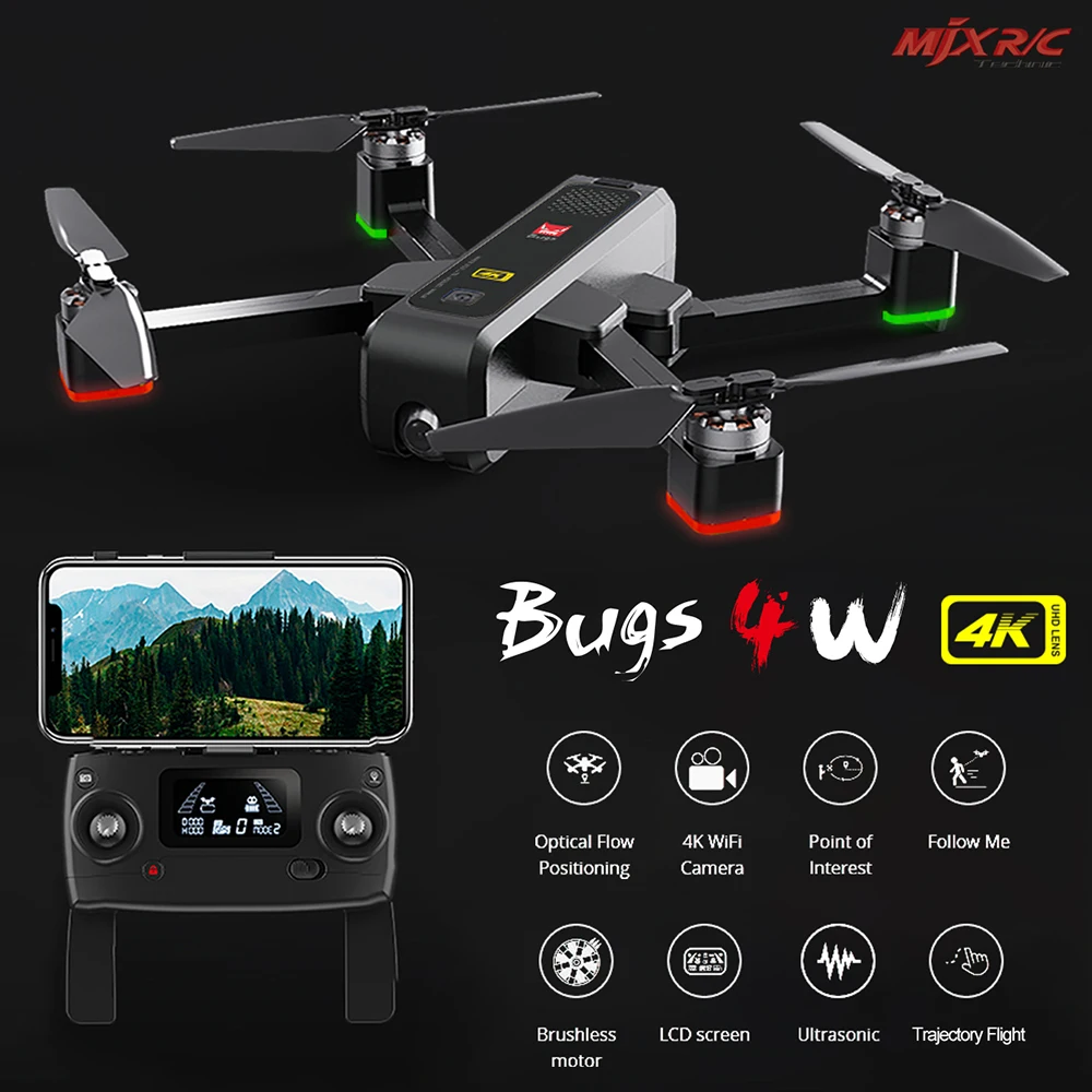 MJX B4W Bugs 4W Бесщеточный Радиоуправляемый квадрокоптер с камерой 4K 5G WIFI GPS