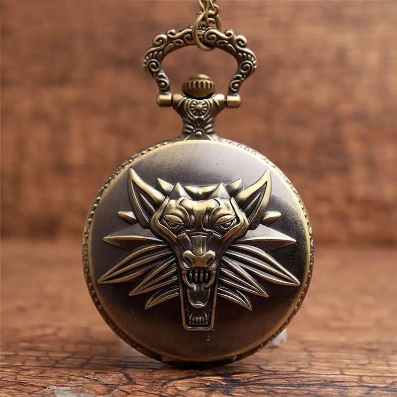 HotAntique стимпанк Бронзовый AC DC Hells Bell узор карманные часы с подвеской цепи Цветок Тяга назад часы для мужчин подарок P290 - Цвет: NO.4
