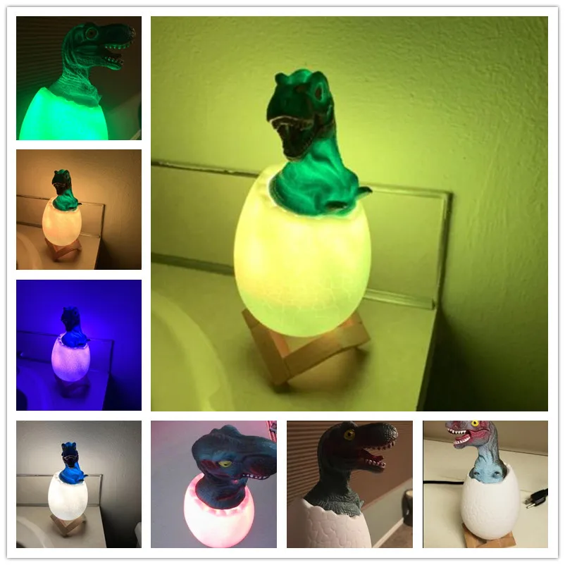 

Velociraptor Dinosaur Egg 3D Night Light Rechargeable Control Lamp 16 Colors Change Remote LED Light Creative Baby Room Lamp