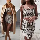 Женский комплект из 2 предметов, короткий топ и мини-юбка с принтом змеиной кожи, новый стиль 2019 года, модная Клубная одежда, повседневный костюм