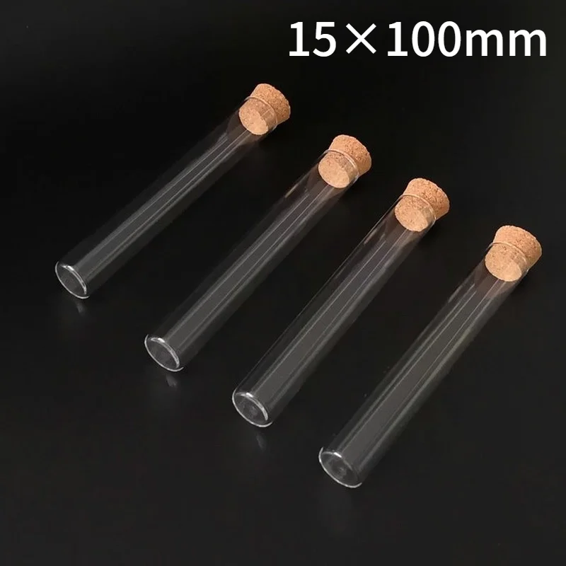 24 шт./лот 15x100 мм прозрачная плоская стеклянная пробирка с пробковыми заглушками
