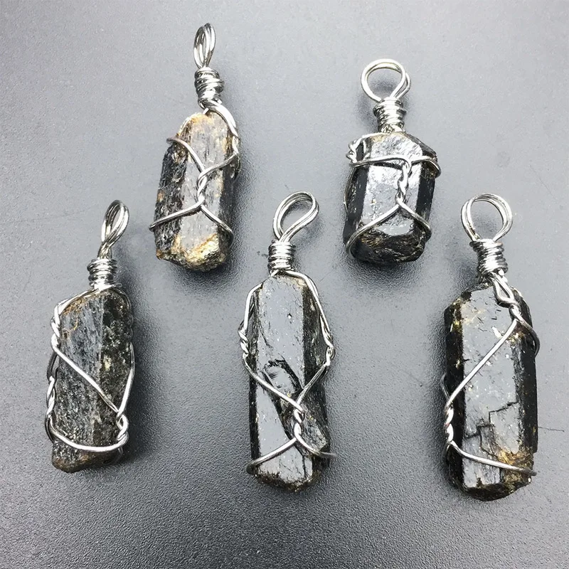 Ожерелье с подвеской из натурального черного турмалина 1 шт. | Украшения и