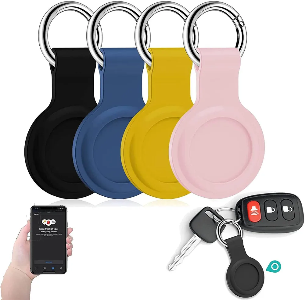 

2021New for Airtag Liquid Silicone Protective Sleeve for Apple Air Tag Set Anti-lost Device Keychain Airtags Protective Case