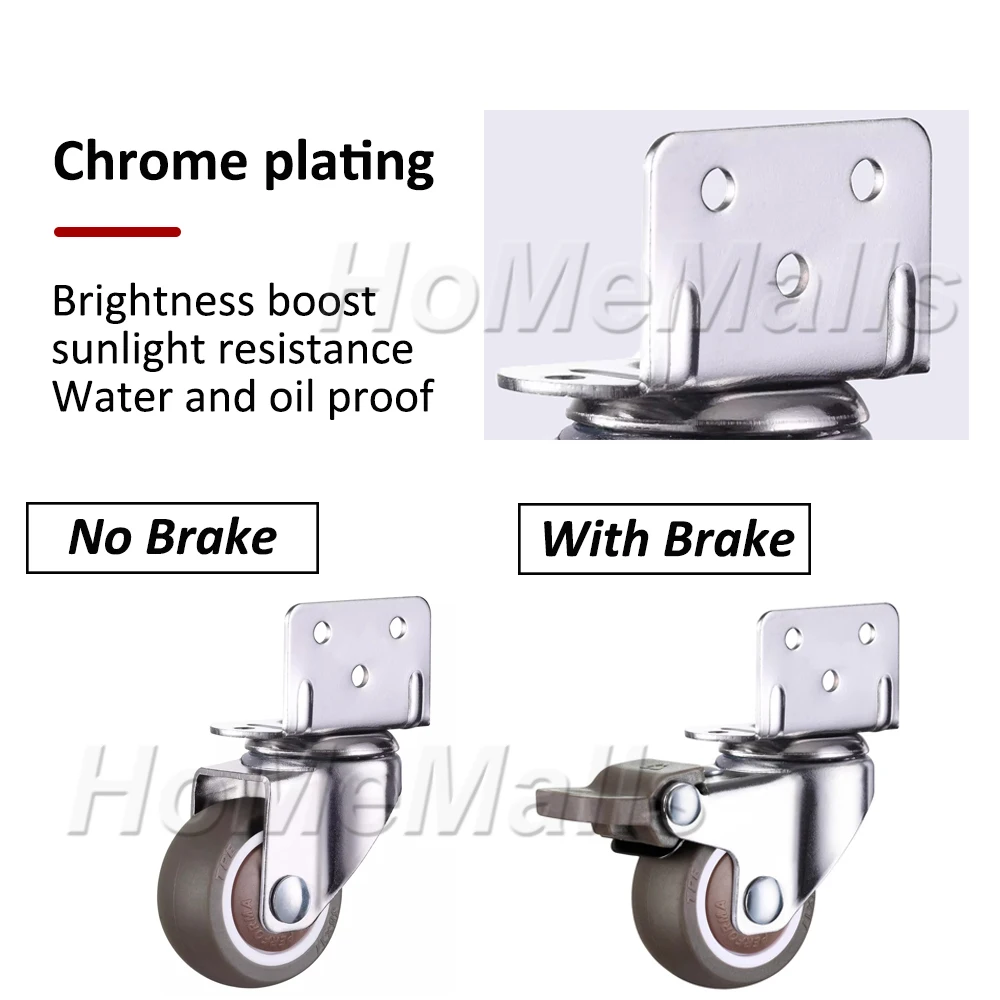 Поворотные ролики для мебели колеса пластина типа L резиновые с замками