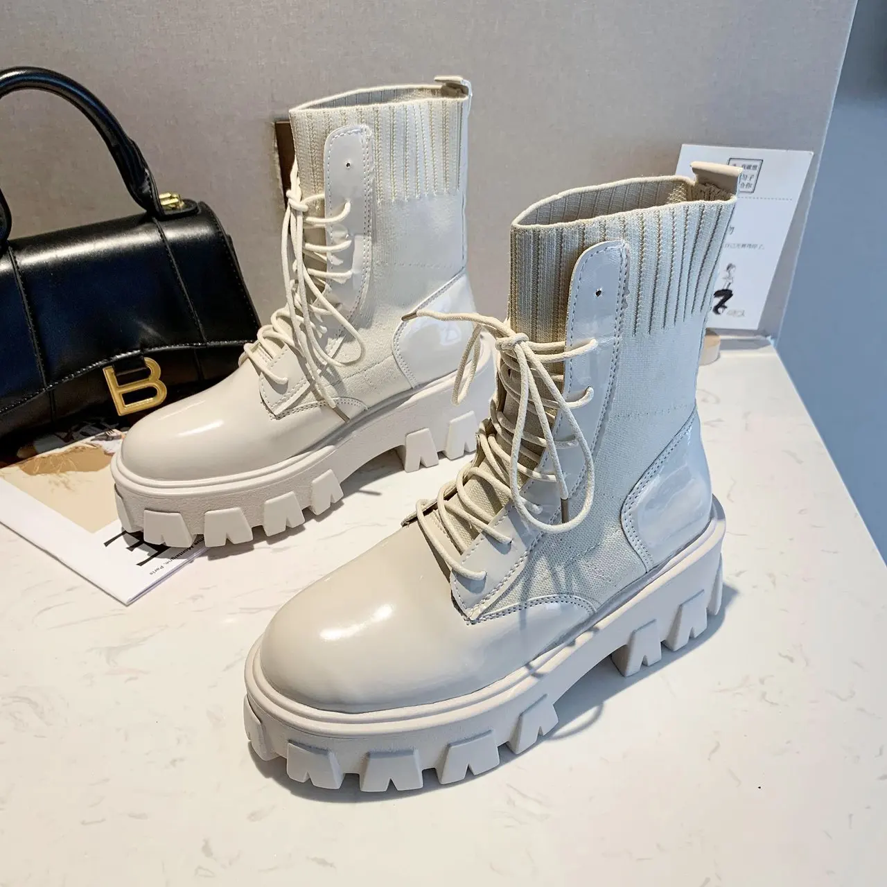 

Real Soft Leather Nude Boots Women's British Style Autumn And Winter 2021 New Casual Women's Shoes Short boots Women Fashion