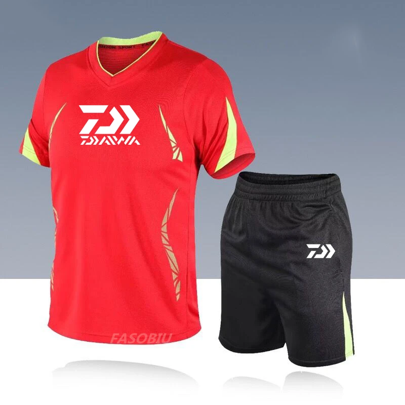 

Daiwa Sports Fishing Suit Men's Summer Short Sleeve Running Quick Drying Sportswear Men's Two Piece Fishing Clothing