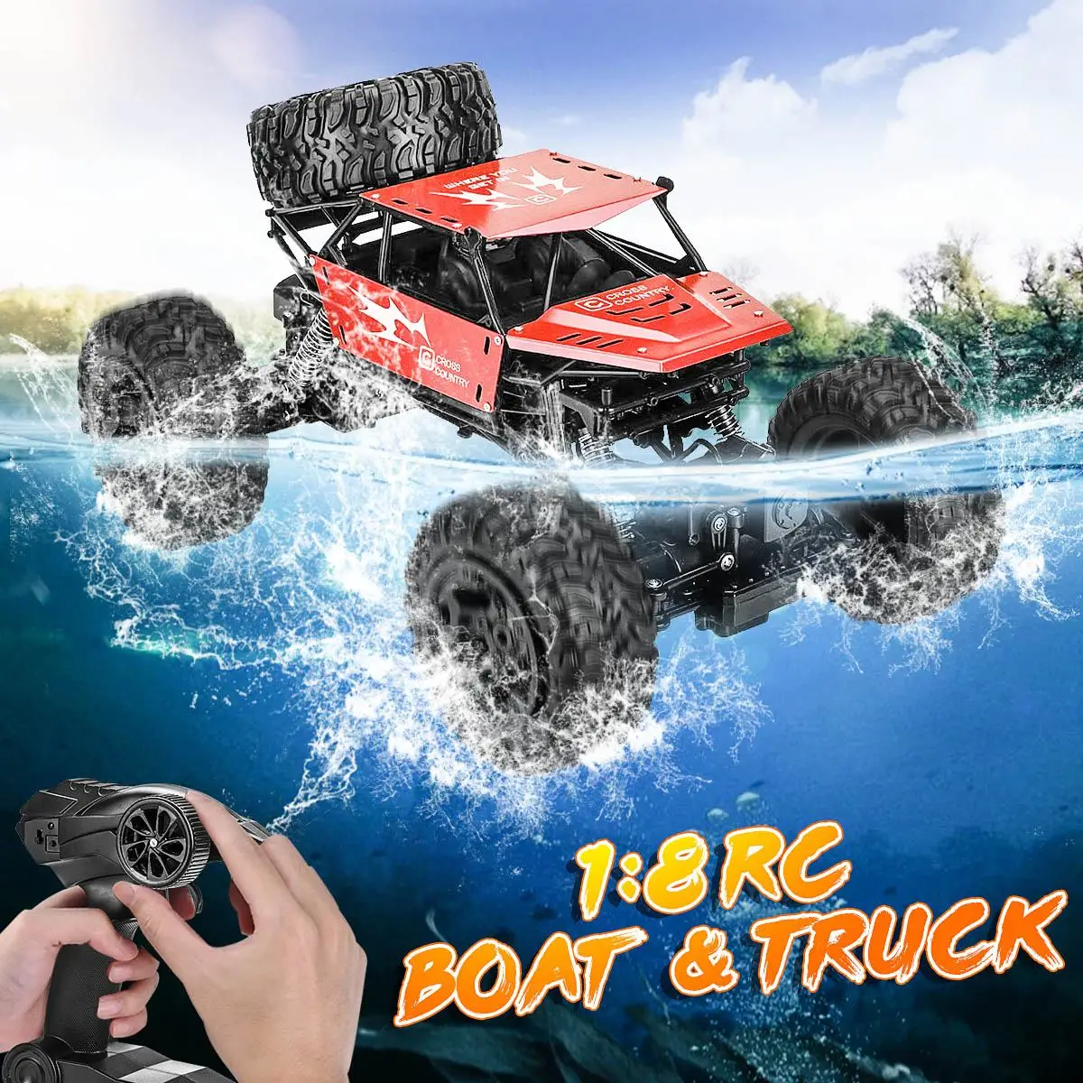 

1:8 42cm RC Car & Boat Truck 2.4G Radio Control 4WD Off-road Electric Vehicle Monster Remote Control Car Gift Toys Children Boys