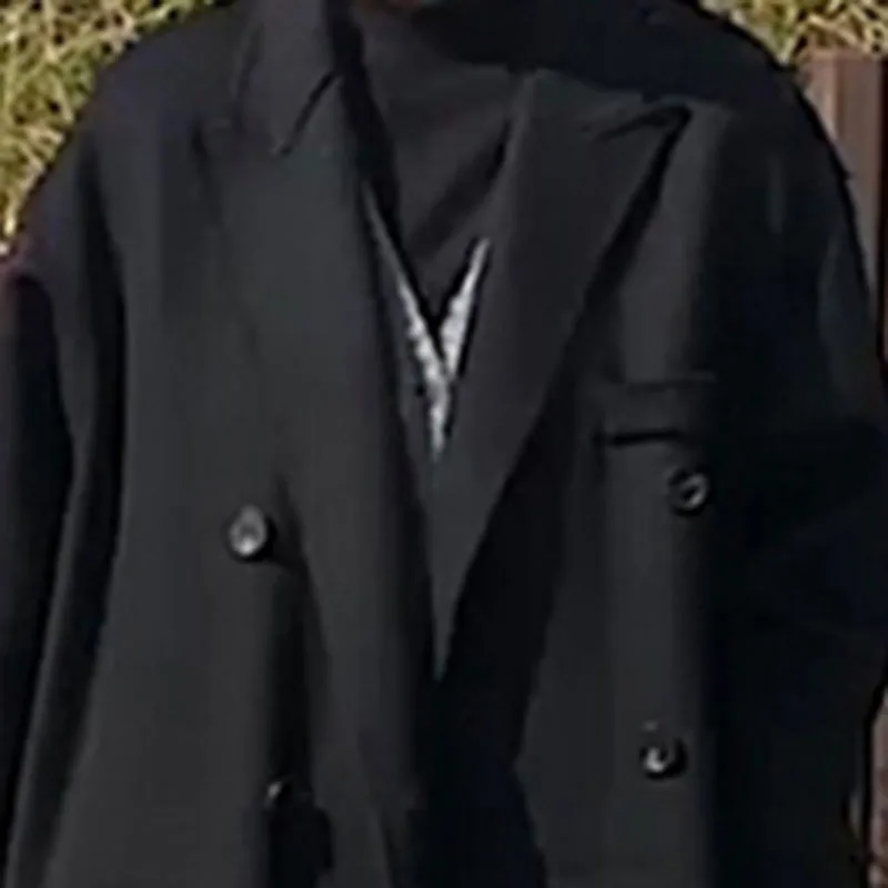 

S-2XL Woolen Coat Double Breasted Jacket Plus Size Long Blended Woolen Coat Fashion Women Clothing Black Woolen Thick Coat