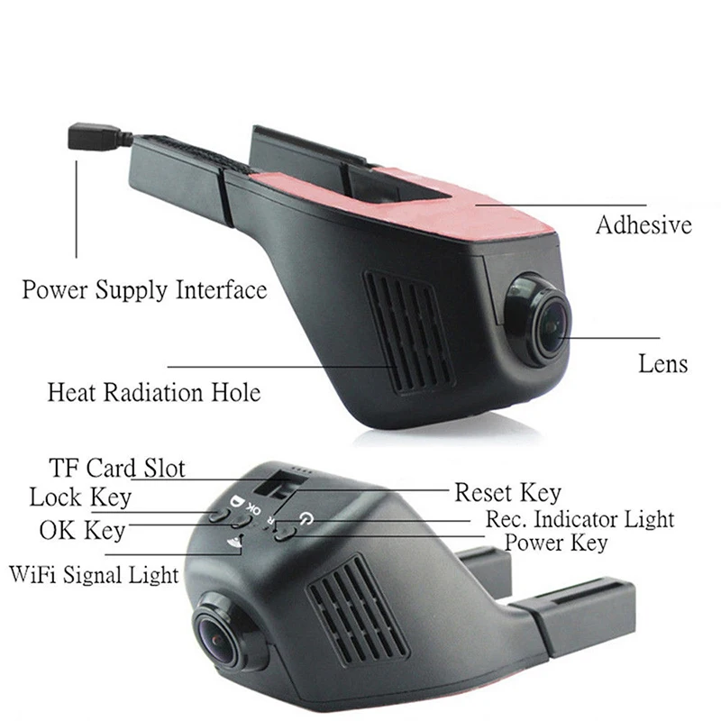 wifi 5V 1A 3.7V Li-ion Battery Camera In Car HD 1080P WIFI DVR Vehicle Video Recorder Dash Cam Night Vision | Безопасность и