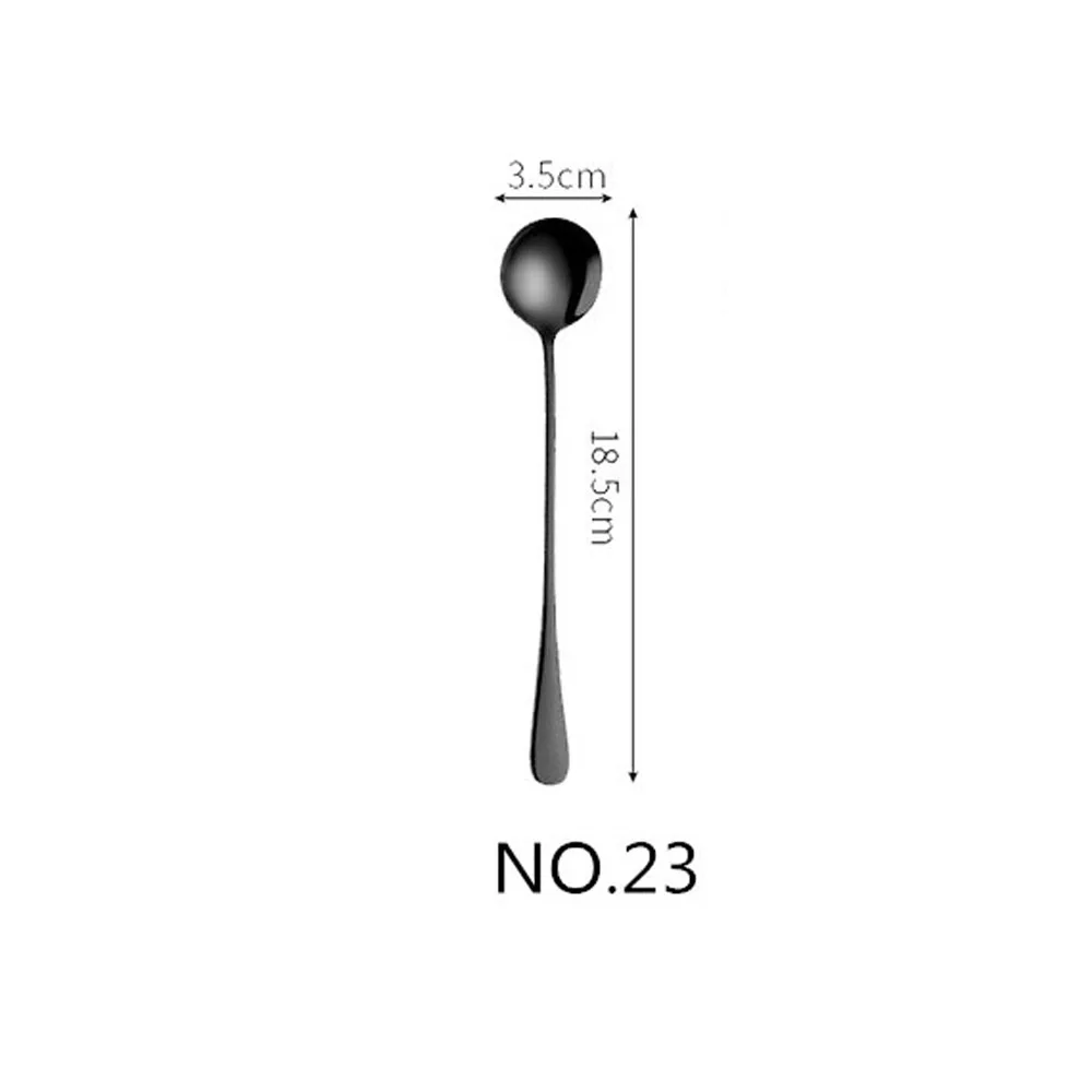 NO23 Round IceSpoon Обеденный из нержавеющей стали вилка Корея красочные десерт пирог вилка длинная ручка Золотой синий черная Вилка Набор для отеля вечерние Прямая - Цвет: NO23 Round IceSpoon
