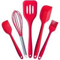 teyaao 5 piece set silicone cooking tool set whisk spoon spatula oil brush cutlery set packaging cooking tools