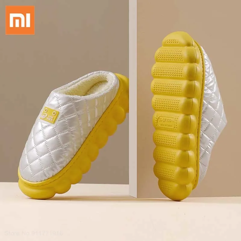

Водонепроницаемые хлопковые тапочки Xiaomi, мужская и женская обувь, зимние Плюшевые Теплые Тапки на толстой подошве, Нескользящие, для дома и ...