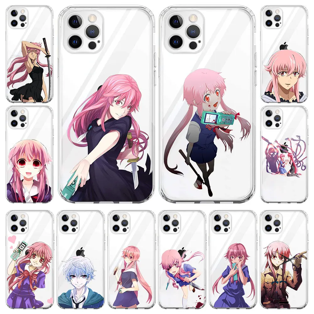 

The Future Diary Anime Mirai nikki yandere Phone Case For iPhone 13 11 12 Pro Max X XR XS 7 8 Plus SE 2020 Clear Soft Cover Capa