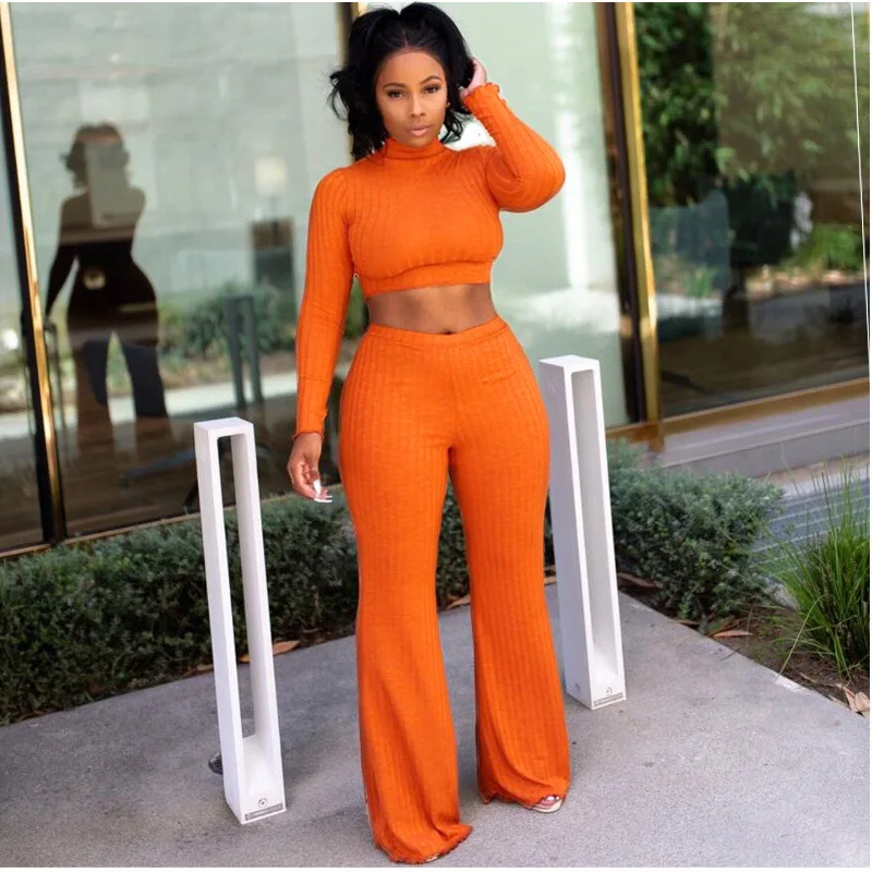 

2019 New Style for Autumn and Winter in Set Women's Clothing Sunken Stripe rBlouse Wide Leg Pants Two Suit