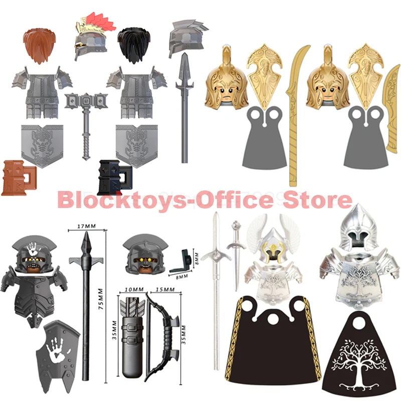 

2021 Single Sell Koruit Medieval Knights Uruk-hai Noldo Elves Gondor Warrior Dwarf Building Block Accessories Toys For Kid