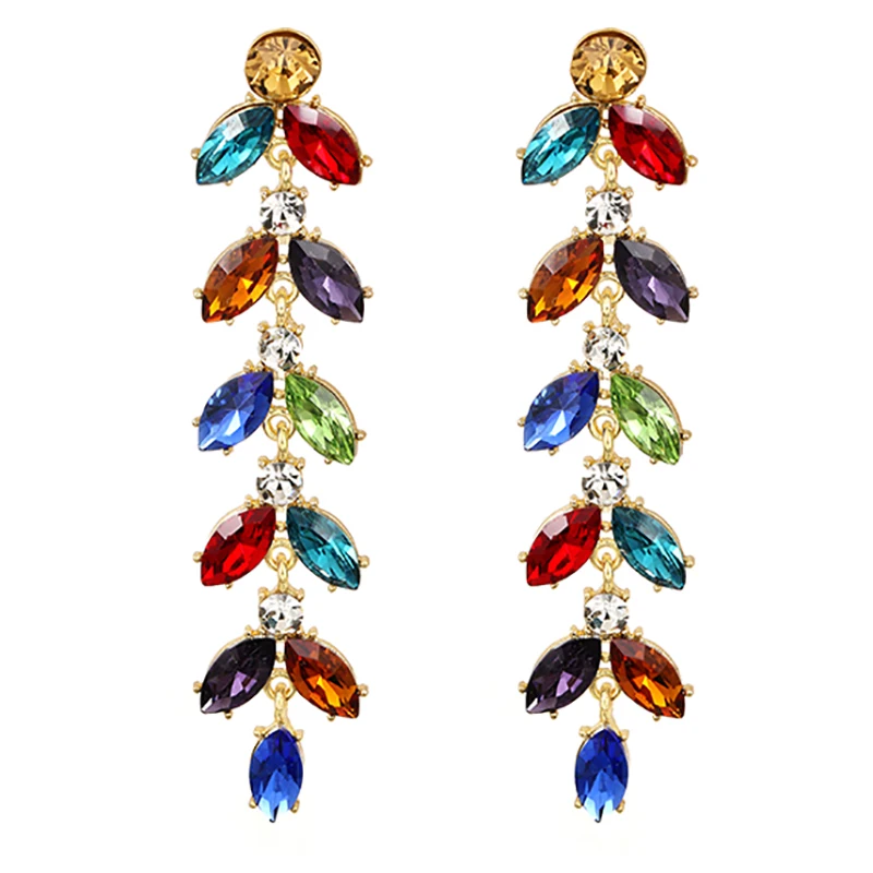 

ZHINI New Punk Colorful Crystal Water Drop Earrings for Women Personality Long Statement Earring Party Jewelry 2021 pendientes