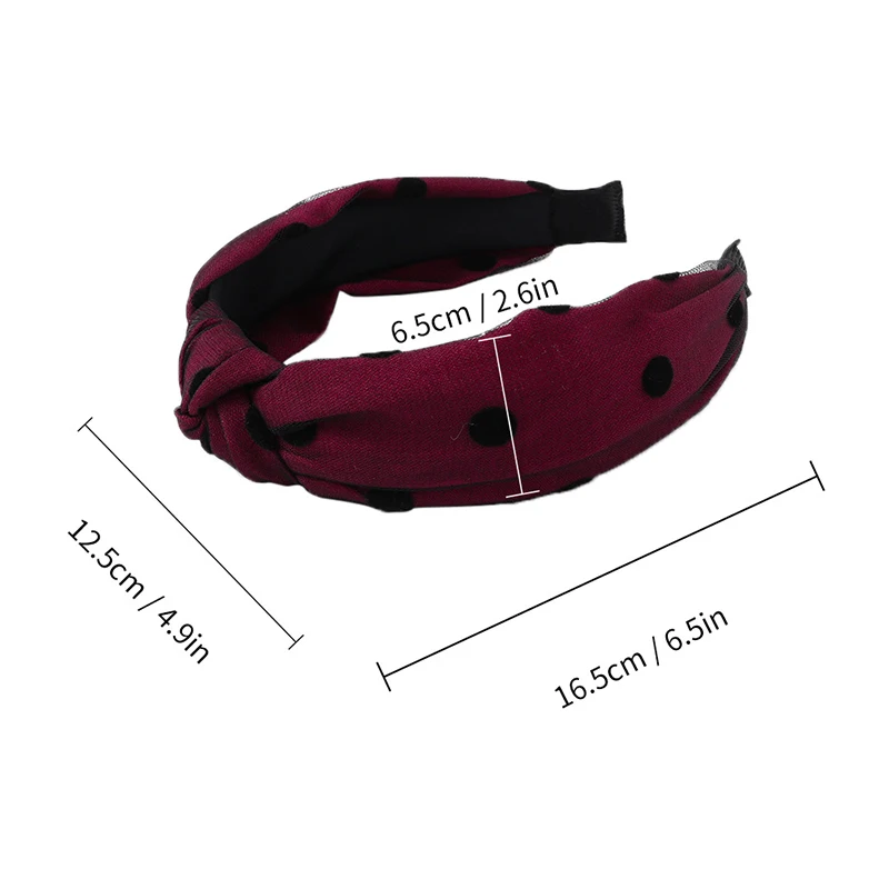 Модная широкая повязка на голову с узелком кружевная пряжа в горошек ободок бант