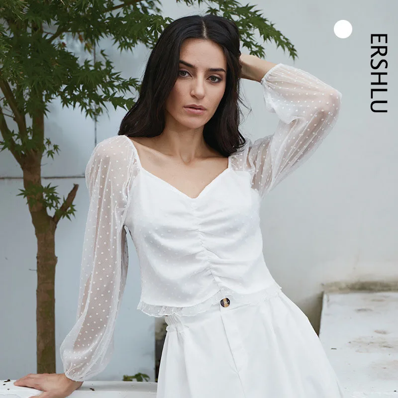 

Spring Summer New Women's Fashion Elegant T-shirt Female Casual Solid Color Tops Lady Loose Plus Size Long Sleeve Chiffon Shirt