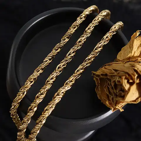 Ожерелье и браслет из нержавеющей стали, набор ювелирных изделий до ключиц с геометрическим рисунком и золотым покрытием, подарок для женщи...