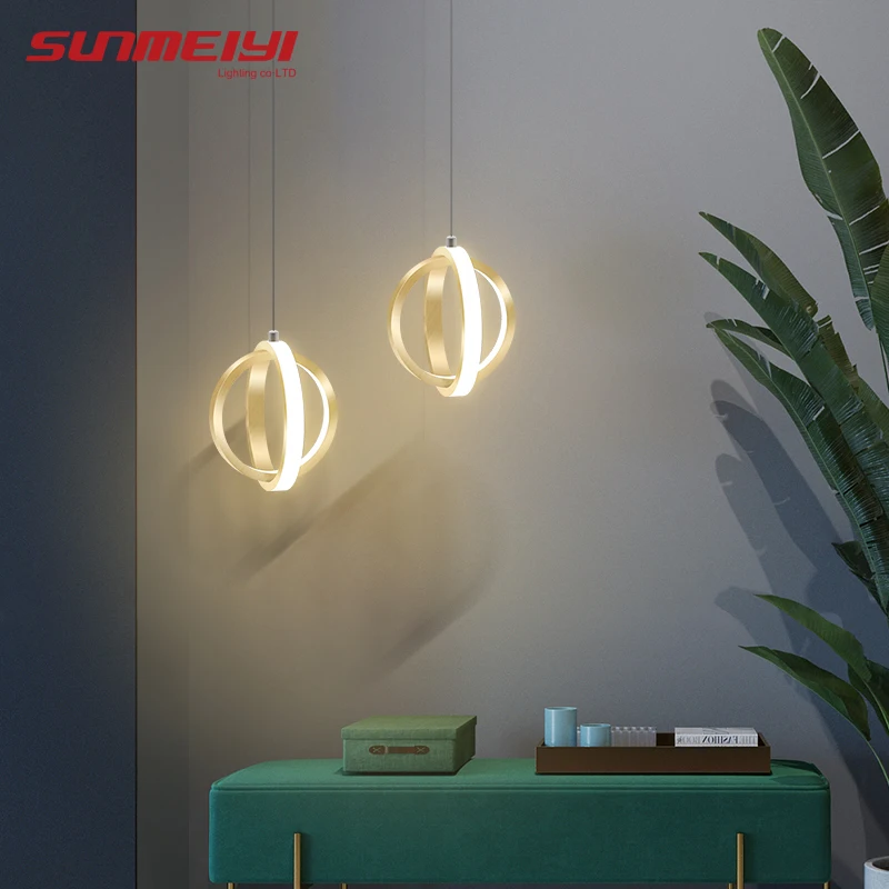 Скандинавский светодиодный подвесной светильник золотой алюминиевый