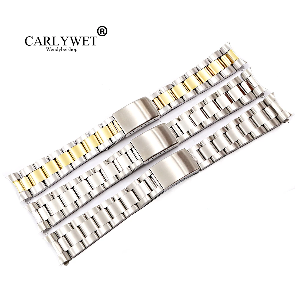 CARLYWET 19 20 мм Топ класс серебро золото матовый 316L Твердые часы из нержавеющей стали