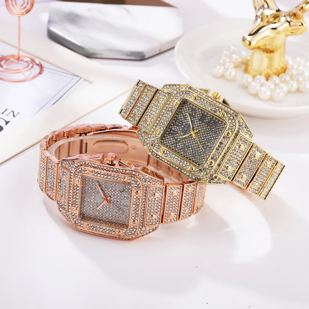 Часы наручные женские кварцевые из нержавеющей стали квадратные Роскошные