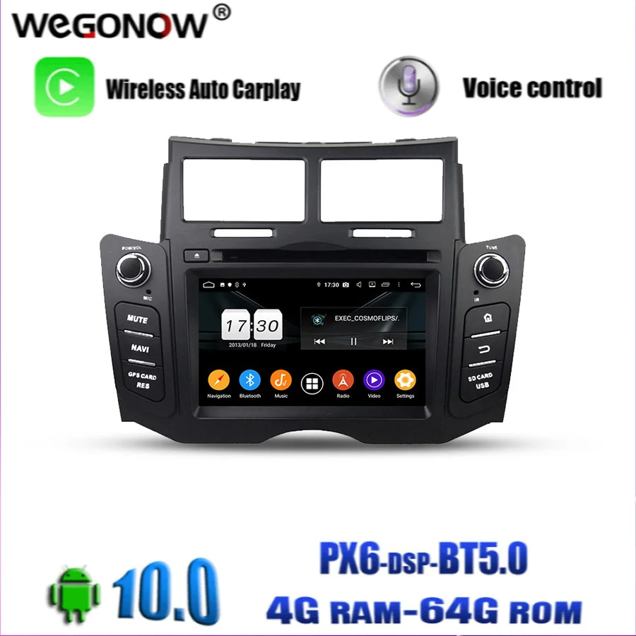 PX6 DSP 2din Android 10 0 64 Гб ROM Octa core для Toyota YARIS 2005- 2010 2011 Автомобильный DVD-плеер Wifi Bluetooth 5 RDS