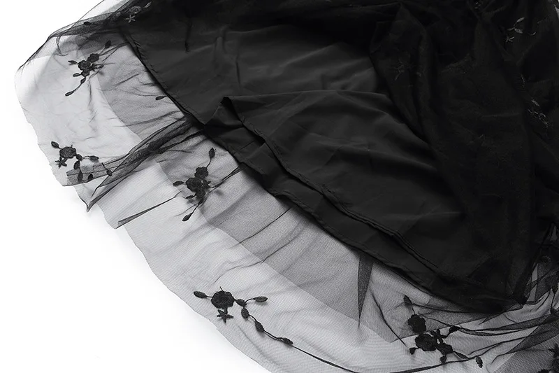 

BacklakeGirls 2020 New Arrival Elegant Floral Embroidered Evening Dress Black Mesh Vintage Evening Party Dress Vestido Largo