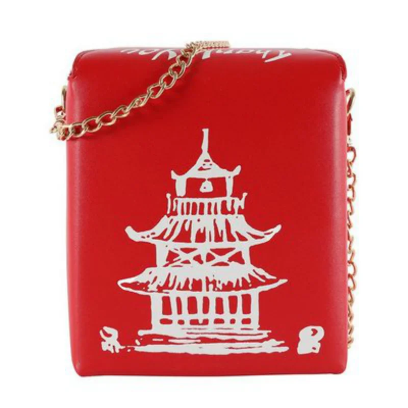 

Chinese Takeout Box Purse Pu Leather Women Handbag Novelty Fashion Crossbody Bag Shoulder Chain Bag for Girl handbag