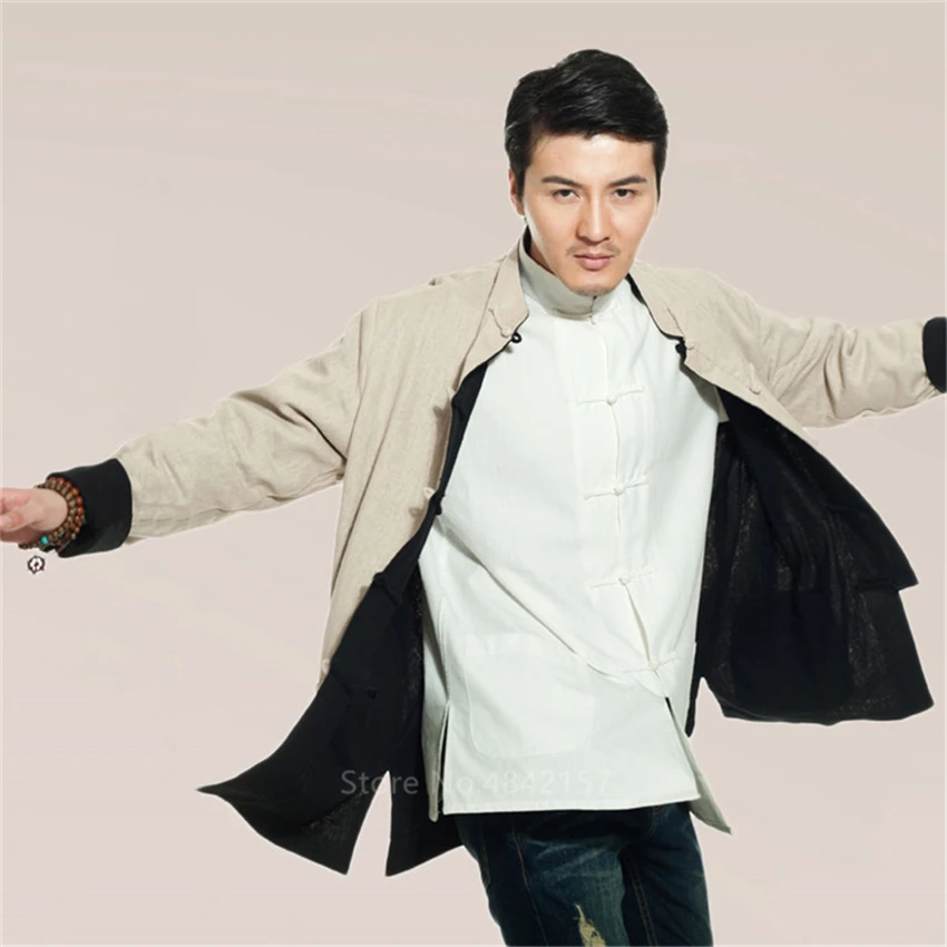 Костюм Тан из хлопка и льна винтажная Двусторонняя одежда топ традиционная