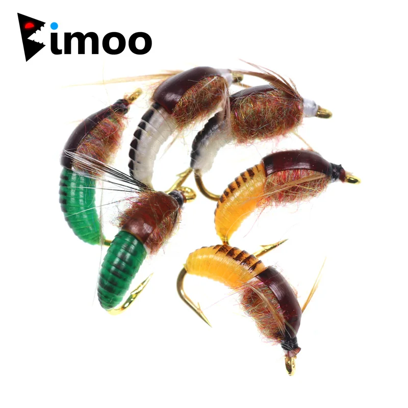 Bimoo 6 шт. Реалистичная черная нахлыстовая Нимфа приманка для ловли форели