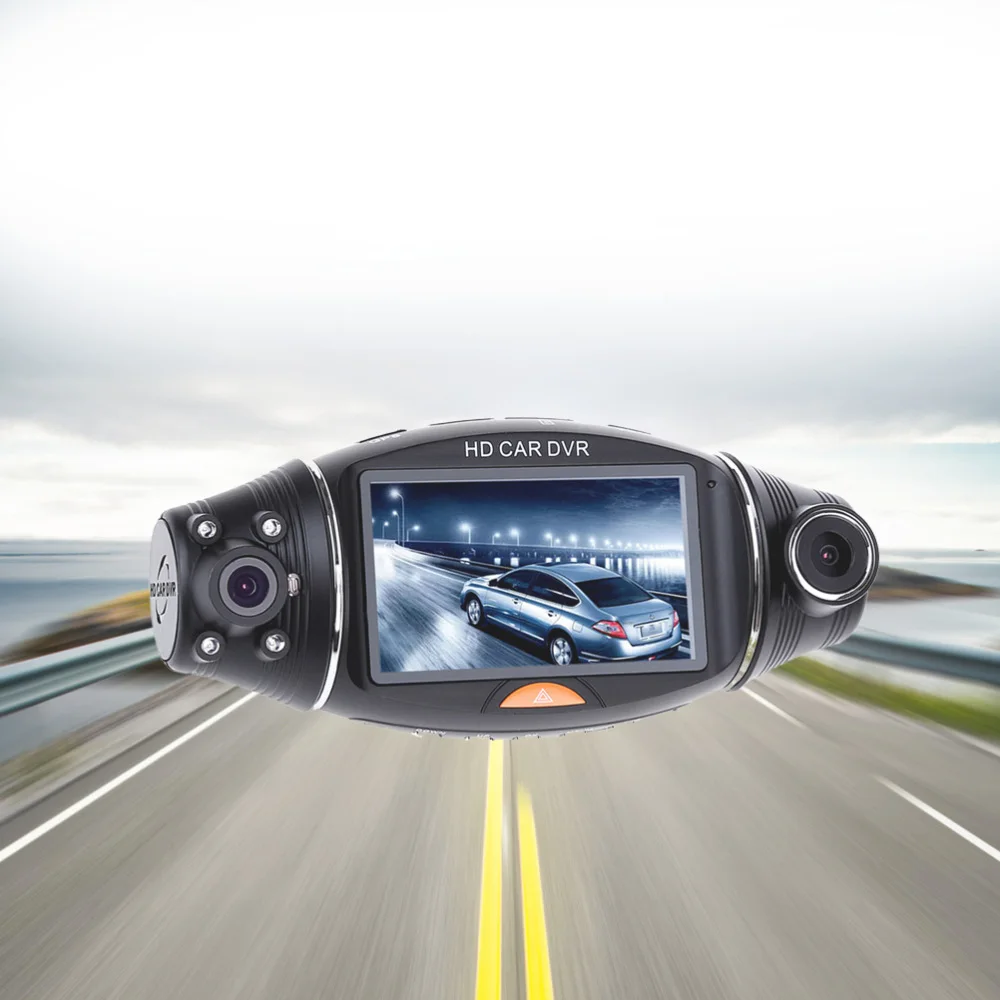 

Car DVR Dual Camera Lens DVR Wide-angle Night Vision Gravity Sensor Vehicle Recorder with GPS (Black)
