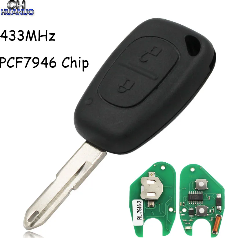 2 кнопки дистанционного Ключа PCF7946 чип 433 МГц для Renault Vivaro Movano Traffic Master с