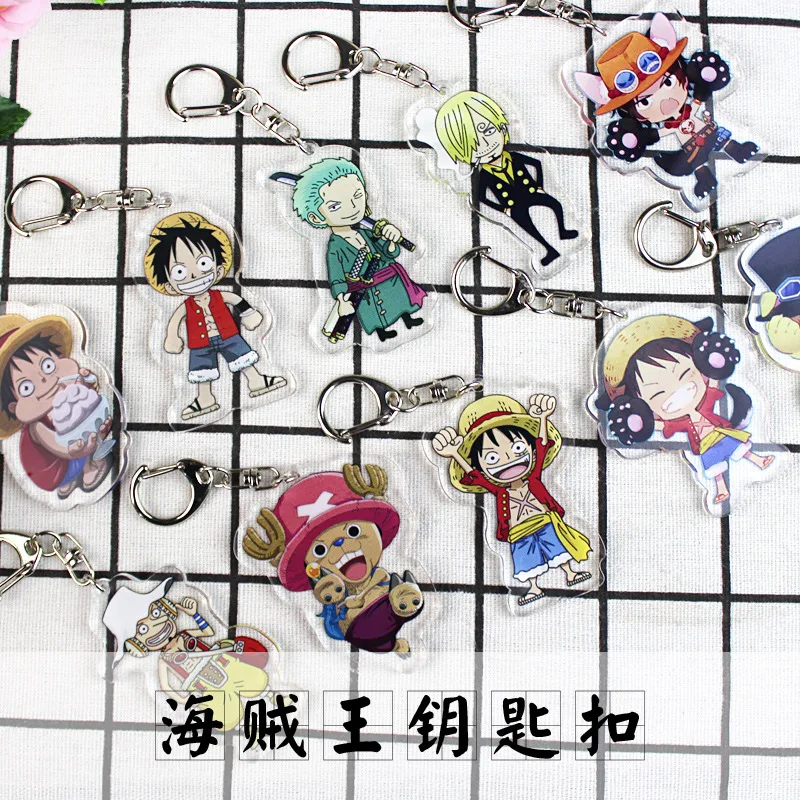 

6CM Anime ONE PIECE Monkey D. Luffy Chopper Zoro figure Acrylic Model doll gift Transparent Pendant Accessories Cartoon Key Ring